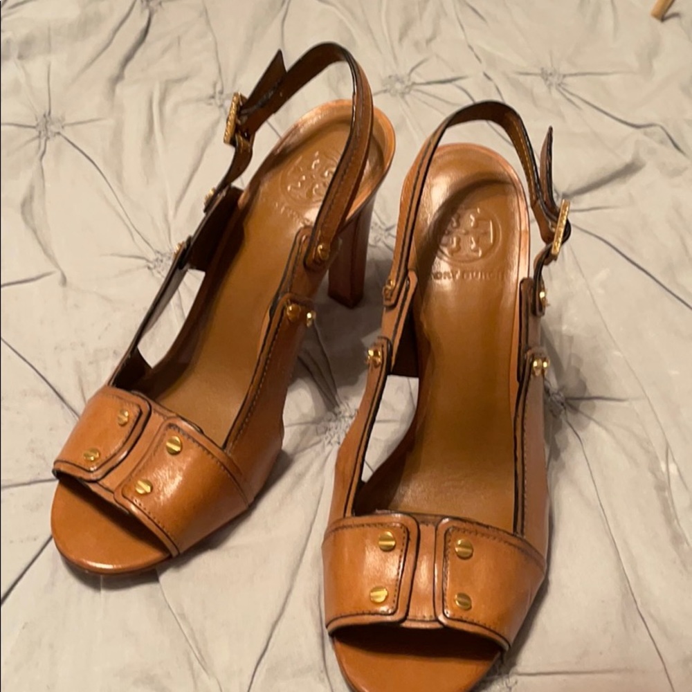 Tory Burch Tan Leather Heels